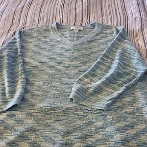 CJ Banks V-Neck Sweater in Blue and Green